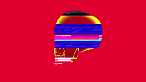 Human-rotating-skull-in-distorted-glitch-style-on-red-background.