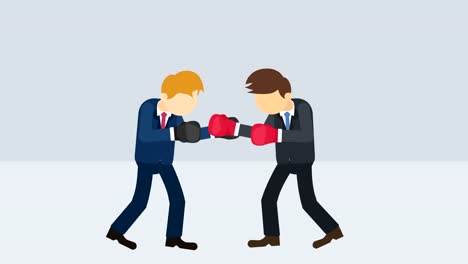 Business-man-battle-in-boxing-gloves.-Business-competition-concept.-Loop-illustration-in-flat-style.