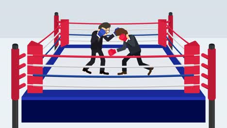 Business-man-battle-in-boxing-gloves.-Business-competition-concept.-Loop-illustration-in-flat-style.