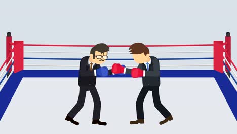 Business-man-battle-in-boxing-gloves.-Business-competition-concept.-Loop-illustration-in-flat-style.