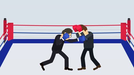 Business-man-battle-in-boxing-gloves.-Business-competition-concept.-Loop-illustration-in-flat-style.