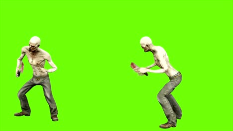 Zombie-Attacken---getrennt-auf-green-Screen.-Endlos-wiederholbar.-4k.