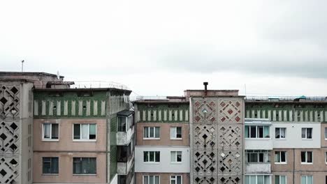 Aerial-view-of-town-with-socialist-soviet-style-of-building-at-cloudy-day.-Buildings-were-built-in-the-Soviet-Union.-The-architecture-looks-like-most-post-soviet-commuter-towns.