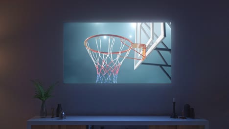 Basketball-Spiel-auf-Leben-Zimmer-Fernseher