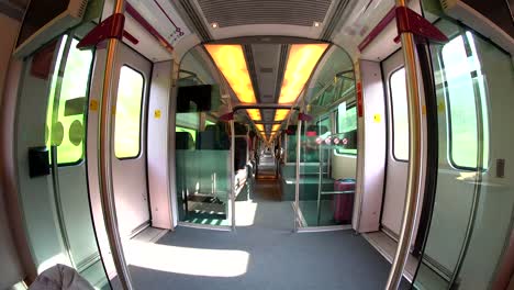 Inside-the-high-speed-train-while-it’s-running-in-Kuala-Lumpur,-Malaysia.