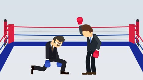 Business-man-battle-in-boxing-gloves.-Business-competition-concept.-Loop-illustration-in-flat-style.