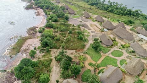 Aerial-view-of-Canaima-National-Park-Lagoon-waterfalls-and-indigenous-village.