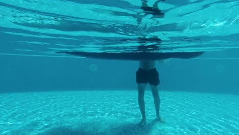 Swimming-in-the-pool,-air-mattress-for-swimming