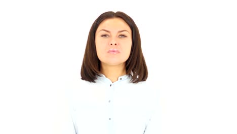 Screaming-Crazy-Woman,-White-Background