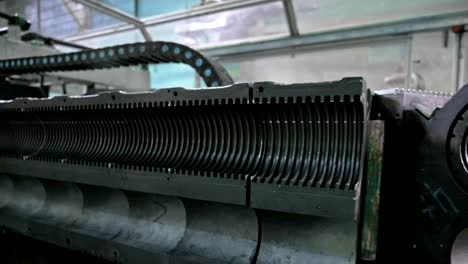 Manufacture-of-plastic-water-pipes.-Manufacturing-of-tubes-to-the-factory.-The-process-of-making-plastic-pipes-on-the-machine-tool-with-the-use-of-water-and-air-pressure.-Special-corrugated-forms.