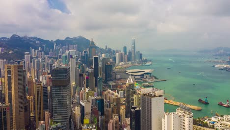 WAN-Chai-Distrikt-Stadtbild-Hafenbucht-Antenne-Timelapse-4k-Hongkong