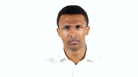 Upset-Sad-Black-Man-on-White-Background