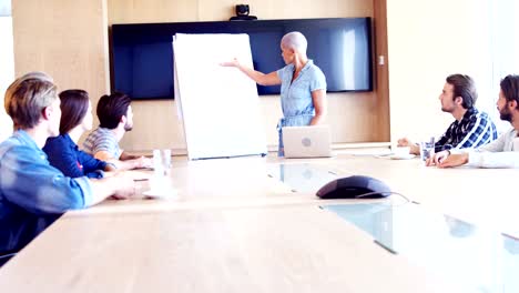 Woman-giving-presentation-to-her-colleagues-in-conference-room