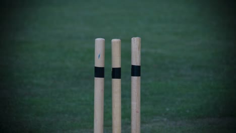 A-Cricket-ball-hits-the-Cricket-stumps-in-slow-motion-knocking-the-bails-off.