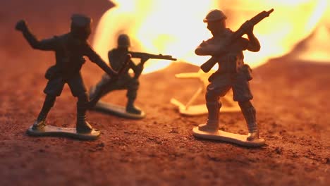 toy-soldier-in-the-fire.-The-model-of-the-battle-scene.-The-concept-of-the-death-of-war