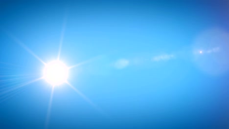 Beautiful-Bright-Sun-Shining-Moving-Across-the-Clear-Blue-Sky-in-Time-Lapse.-3d-Animation-with-Flares-and-Long-Rays.-Nature-and-Weather-Concept.