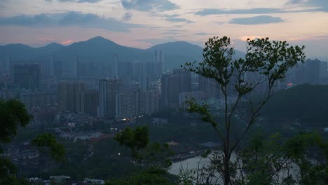 puesta-de-sol-cielo-zhuhai-paisaje-Parque-montaña-panorama-superior-4k-china