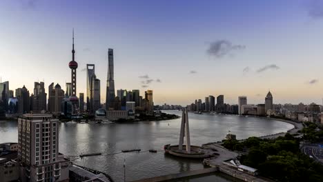 4K-Time-lapse-of-Shanghai-skyline-and-cityscape-at-dawn