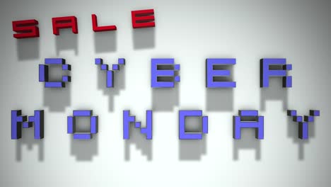 Cyber-Montag-3D-Text-Schleife-Animation---Schatten-auf-weißem-Hintergrund