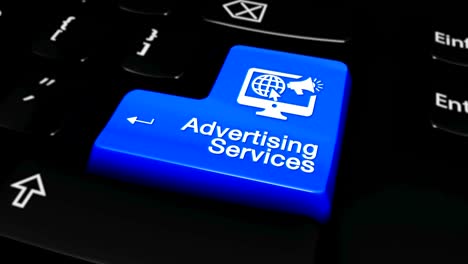 Advertising-Services-Moving-Motion-On-Blue-Enter-Button-On-Modern-Computer-Keyboard-with-Text-and-icon-Labeled.-Selected-Focus-Key-is-Pressing-Animation.-Content-Marketing-Concept