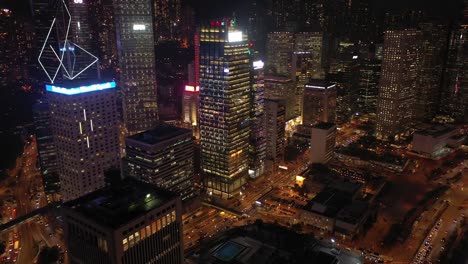 4K-aerial-view-footage-of-Hong-Kong-beautiful-night-scenes-at-Central-District