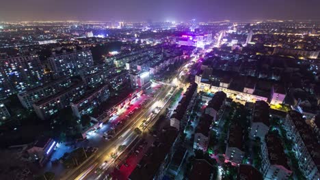 Shanghai-urban-Landschaft,-Zeitraffer,-4-km