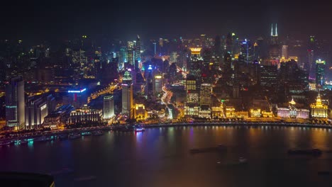 luz-de-la-noche-China-Shangai-viejo-ciudad-Bahía-cubierta-superior-aéreo-panorama-4k-lapso-de-tiempo