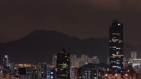 China-Nacht-Licht-Hong-Kong-Stadt-Bergpanorama-5k-Zeitraffer