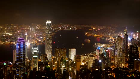 Ciudad-de-Hong-Kong-en-la-noche,-vista-desde-el-pico