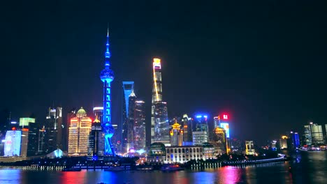 Shanghai-Pudong-at-night-Shanghai,-Pudong-is-China's-most-prosperous-financial-district,-China.