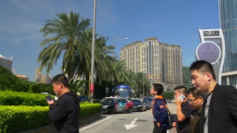 china-macau-city-day-time-traffic-street-crowded-crossroad-panorama-4k