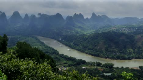 Natural-Chinese-Landscape-And-River-Near-Yangshuo-And-Guilin-China