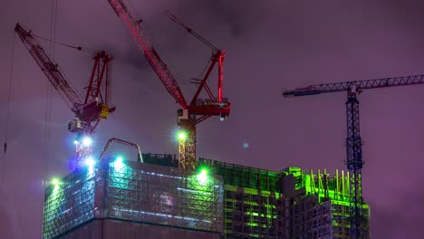 china-de-timelapse-de-noche-shenzhen-rascacielos-construcción-superior-grúa-4k