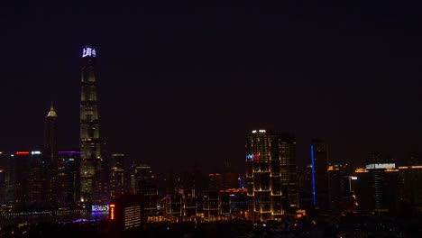 Nacht-erleuchtet-Stadtbild-Innenstadt-auf-dem-Dach-Panorama-4k-China-shanghai