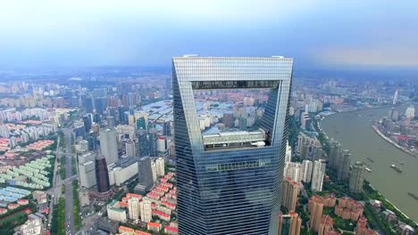 Antena-center,Shanghai.China-de-negocio-vista-de-Lujiazui.