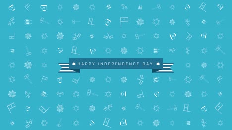 Israel-Independence-Day-holiday-flat-design-animation-background-with-traditional-outline-icon-symbols-and-english-text