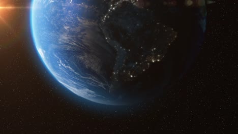 Earth-from-Space-with-Sun-Light-Stars-Day-Night---3D-Animation-4K