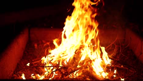 High-fire-burning-during-the-evening-hours-at-the-fire-captured-super-slow-motion-120-fps.