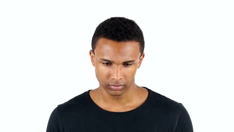 Upset-Sad-Black-Man-on-White-Background