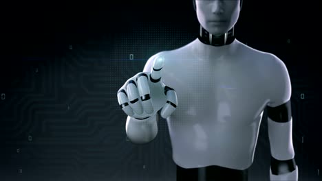 Robot,-cyborg-touching-screen-in-digital-interface-background-4K-size-movie.2.