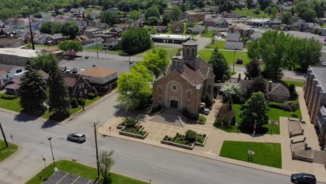 Slow-Approach-to-Church-in-Small-Town