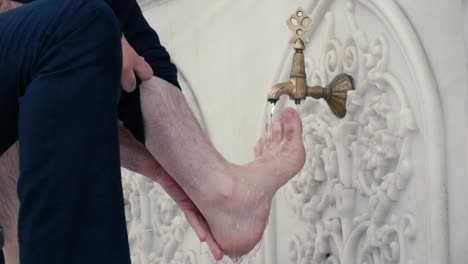 Slow-motion-footage.-Washing-of-the-Feet-before-prayer