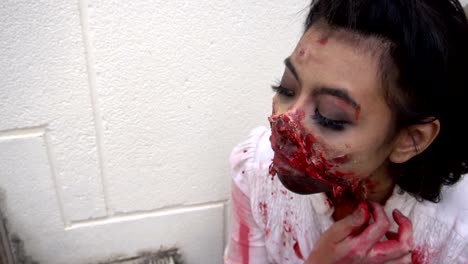 Frau-Anwendung-Horror-Film-Ghost-Make-Up