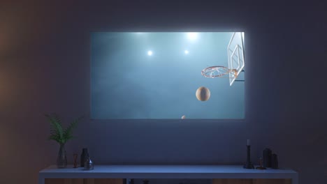 Basketball-Spiel-auf-Leben-Zimmer-Fernseher