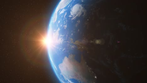 Earth-from-Space-with-Sun-Light-Stars-Day-Night---3D-Animation-4K