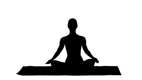 Silhouette-gesunde-junge-Frau-sitzt-in-Lotus-pose