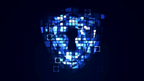 Abstract-blue-cyber-digital-technology-seamless-looping-motion-graphic-animation.-Internet-protection-security-concept.-Shield-computer-virus-hacker-attack.