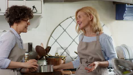Two-Women-Having-Conversation-in-Kitchen