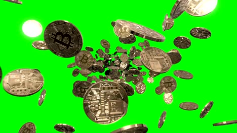 Volar-a-través-de-Bitcoins-en-verde