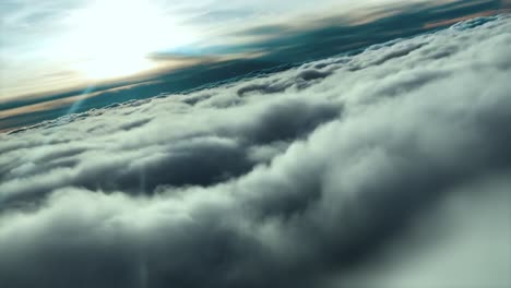 Pilot’s-view-towards-sunset-descending-for-landing.-Aerial-view.